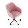 Scaun birou pentru copii Halmar Fresco, inaltime reglabila 81-91cm, stil clasic, baza metal, functie blocare, catifea, roz