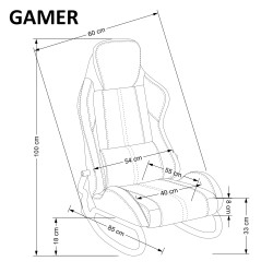 Scaun gaming Halmar Gamer, rotativ, suport lombar, functie balansare, 60x85x100x33cm, piele, negru/rosu
