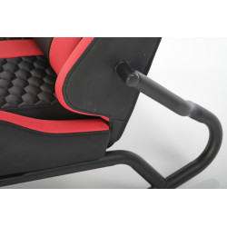 Scaun gaming Halmar Gamer, rotativ, suport lombar, functie balansare, 60x85x100x33cm, piele, negru/rosu