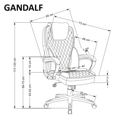 Scaun directorial Halmar Gandalf, inaltime reglabila 113-120cm, spatar matlsat, piele, negru/gri