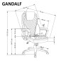 Scaun directorial Gandalf, inaltime 113-120 cm, polipropilena, matlasat, balansare, blocare, piele eco Scaun directorial Gandalf, inaltime 113-120 cm, polipropilena, matlasat, balansare, blocare, piele eco