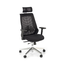 Scaun birou ergonomic Halmar Geromino,reglabil 115-125cm, cotiere reglabile, suport lombar reglabil, plasa/textil, negru