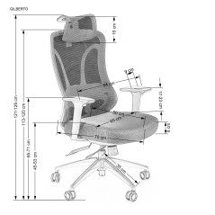 Scaun birou ergonomic Halmar Gilberto, reglabil 121-129cm, cotiere reglabile, suport lombar reglabil, plasa/textil, negru