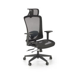 Scaun birou ergonomic Halmar Goliat, reglabil 117-125cm, cotiere reglabile, suport lombar reglabil, plasa/textil, negru