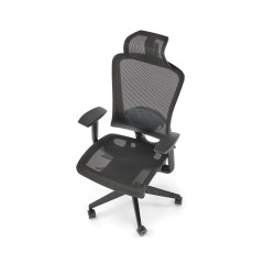 Scaun birou ergonomic Halmar Goliat, reglabil 117-125cm, cotiere reglabile, suport lombar reglabil, plasa/textil, negru