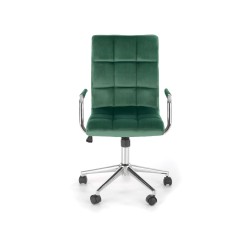 Scaun de birou matlasat, pentru copii, inaltime 93-105 cm, modern, metal, blocare, balansare, catifea, verde
