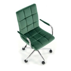 Scaun birou pentru copii Halmar Gonzo 4, inaltime reglabila 93-105cm, spatar matlasat, catifea, verde