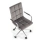 Scaun de birou pentru copii, matlasat cu catifea, inaltime 93-105 cm, baza metal, blocare, balansare, gri