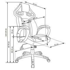 Scaun directorial Halmar Honor, inaltime reglabila 118-128cm, roti cauciucate, piele, negru/rosu