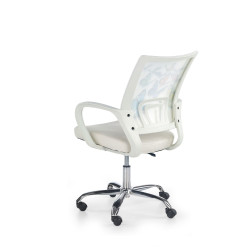Scaun birou pentru copii Halmar Butterfly, inaltime reglabila 88-100cm, stil clasic, baza metal, functie blocare, piele, alb