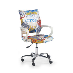 Scaun birou pentru copii Halmar Freestyle, inaltime reglabila 88-100cm, stil clasic, functie blocare, textil, multicolor