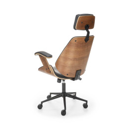 Scaun birou Halmar Ignazio, inaltime reglabila 119-129cm, tetiera reglabila, lemn/piele, maro/negru