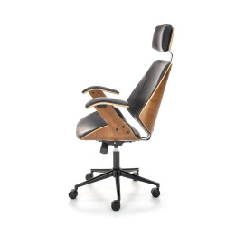 Scaun birou Halmar Ignazio, inaltime reglabila 119-129cm, tetiera reglabila, lemn/piele, maro/negru