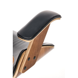 Scaun birou Halmar Ignazio, inaltime reglabila 119-129cm, tetiera reglabila, lemn/piele, maro/negru