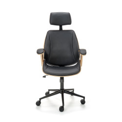 Scaun birou Halmar Ignazio, inaltime reglabila 119-129cm, tetiera reglabila, lemn/piele, maro/negru