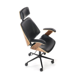 Scaun birou Halmar Ignazio, inaltime reglabila 119-129cm, tetiera reglabila, lemn/piele, maro/negru