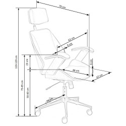Scaun birou Halmar Ignazio, inaltime reglabila 119-129cm, tetiera reglabila, lemn/piele, maro/negru