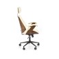 Scaun de birou Ignazio, modern, reglare 119-129 cm, tetiera reglabila, baza metal, blocare, balansare, lemn/piele, maro/crem