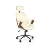 Scaun birou Halmar Ignazio, inaltime reglabila 119-129cm, tetiera reglabila, lemn/piele, maro/crem