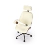 Scaun birou Halmar Ignazio, inaltime reglabila 119-129cm, tetiera reglabila, lemn/piele, maro/crem