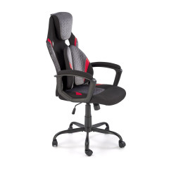 Scaun birou Halmar Jensen, inaltime reglabila 115-125cm, roti cauciucate, piele/textil, negru/gri