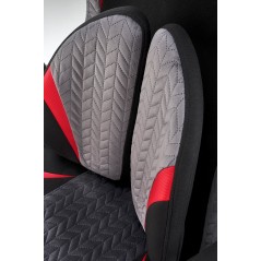 Scaun birou Halmar Jensen, inaltime reglabila 115-125cm, roti cauciucate, piele/textil, negru/gri