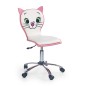 Scaun birou pentru copii, spatar pisicuta, inaltime reglabila 83-95 cm, metalic, mecanism blocare, piele eco alb/roz