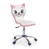 Scaun birou pentru copii Halmar Kitty 2, inaltime reglabila 83-95cm, stil clasic, baza metal, functie blocare, piele, alb/roz