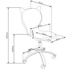 Scaun birou pentru copii Halmar Kitty 2, inaltime reglabila 83-95cm, stil clasic, baza metal, functie blocare, piele, alb/roz