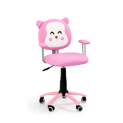 Scaun birou pentru copii Halmar Kitty, inaltime reglabila 76-86cm, stil clasic, roti cauciucate, functie blocare, piele, roz