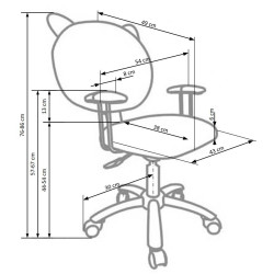 Scaun birou pentru copii Halmar Kitty, inaltime reglabila 76-86cm, stil clasic, roti cauciucate, functie blocare, piele, roz