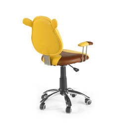 Scaun birou pentru copii Halmar Kubus, inaltime reglabila 82-92cm, roti cauciucate, piele, galben/maro