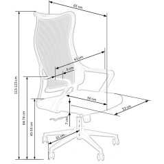 Scaun birou ergonomic Halmar Loreto, inaltime reglabila 113-123cm, roti cauciucate, plasa/textil, negru