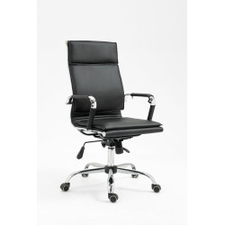 Scaun directorial Halmar Mantus, inaltime reglabila 108-117cm, roti cauciucate, cadru metal, piele, negru