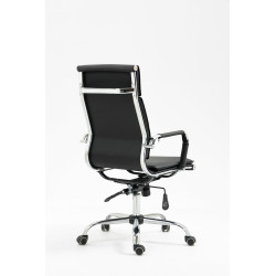 Scaun directorial Halmar Mantus, inaltime reglabila 108-117cm, roti cauciucate, cadru metal, piele, negru