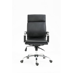 Scaun directorial Halmar Mantus, inaltime reglabila 108-117cm, roti cauciucate, cadru metal, piele, negru