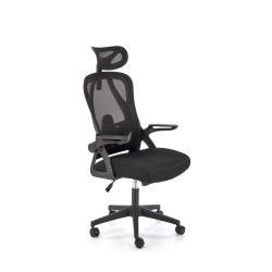 Scaun birou ergonomic Halmar Negro, inaltime reglabila 123-130cm, cotiere reglabile, tetiera reglabila, plasa/textil, negru