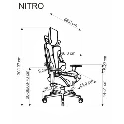 Scaun gaming Halmar Nitro, inaltime reglabila 130-137cm, cotiere reglabile, textil, negru/rosu