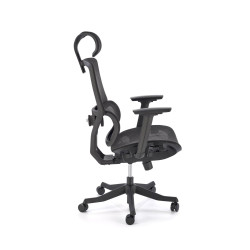 Scaun birou ergonomic Halmar Osvaldo, reglabil 122-128cm, cotiere reglabile, tetiera reglabila, suport lombar, plasa, negru