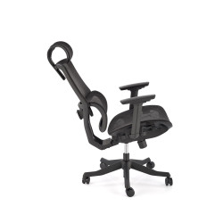 Scaun birou ergonomic Halmar Osvaldo, reglabil 122-128cm, cotiere reglabile, tetiera reglabila, suport lombar, plasa, negru