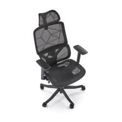 Scaun birou ergonomic Halmar Osvaldo, reglabil 122-128cm, cotiere reglabile, tetiera reglabila, suport lombar, plasa, negru
