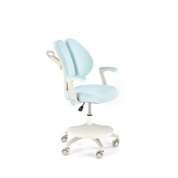 Scaun birou pentru copii Halmar Panco, inaltime reglabila 88-100cm, roti cauciucate, suport picioare, piele, albastru