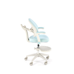 Scaun birou pentru copii Halmar Panco, inaltime reglabila 88-100cm, roti cauciucate, suport picioare, piele, albastru