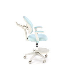 Scaun birou pentru copii Halmar Panco, inaltime reglabila 88-100cm, roti cauciucate, suport picioare, piele, albastru