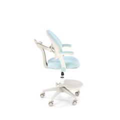 Scaun birou pentru copii Halmar Panco, inaltime reglabila 88-100cm, roti cauciucate, suport picioare, piele, albastru