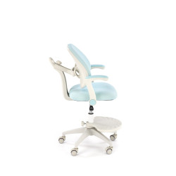 Scaun birou pentru copii Halmar Panco, inaltime reglabila 88-100cm, roti cauciucate, suport picioare, piele, albastru