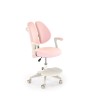 Scaun birou pentru copii Halmar Panco, inaltime reglabila 88-100cm, roti cauciucate, suport picioare, piele, roz