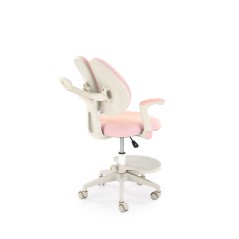 Scaun birou pentru copii Halmar Panco, inaltime reglabila 88-100cm, roti cauciucate, suport picioare, piele, roz