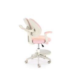 Scaun birou pentru copii Halmar Panco, inaltime reglabila 88-100cm, roti cauciucate, suport picioare, piele, roz