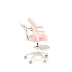 Scaun birou pentru copii Halmar Panco, inaltime reglabila 88-100cm, roti cauciucate, suport picioare, piele, roz